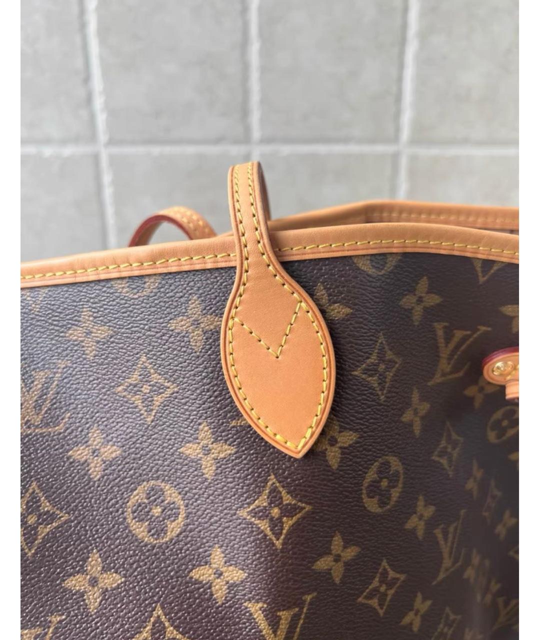 LOUIS VUITTON Коричневая кожаная сумка с короткими ручками, фото 3