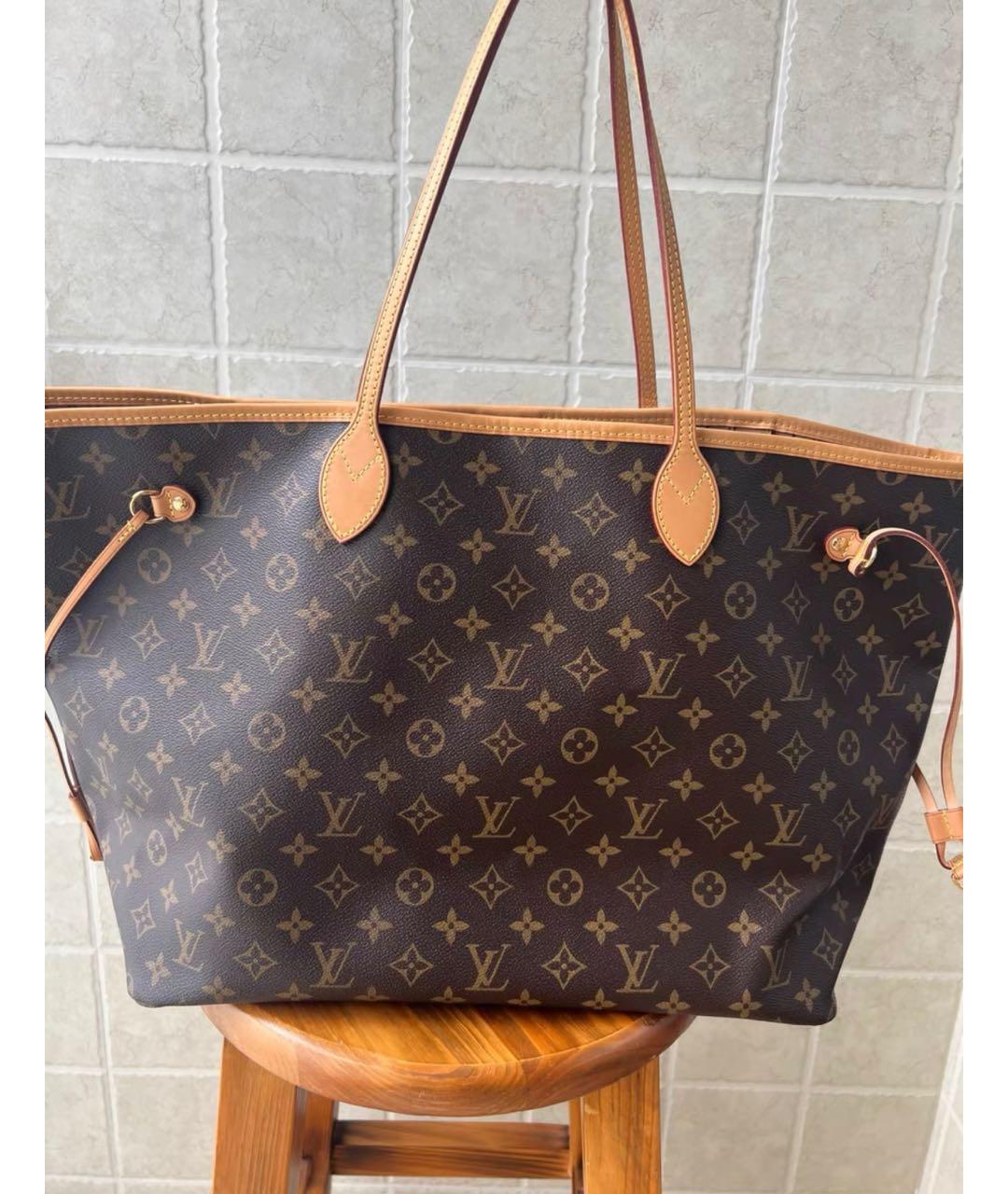 LOUIS VUITTON Коричневая кожаная сумка с короткими ручками, фото 8