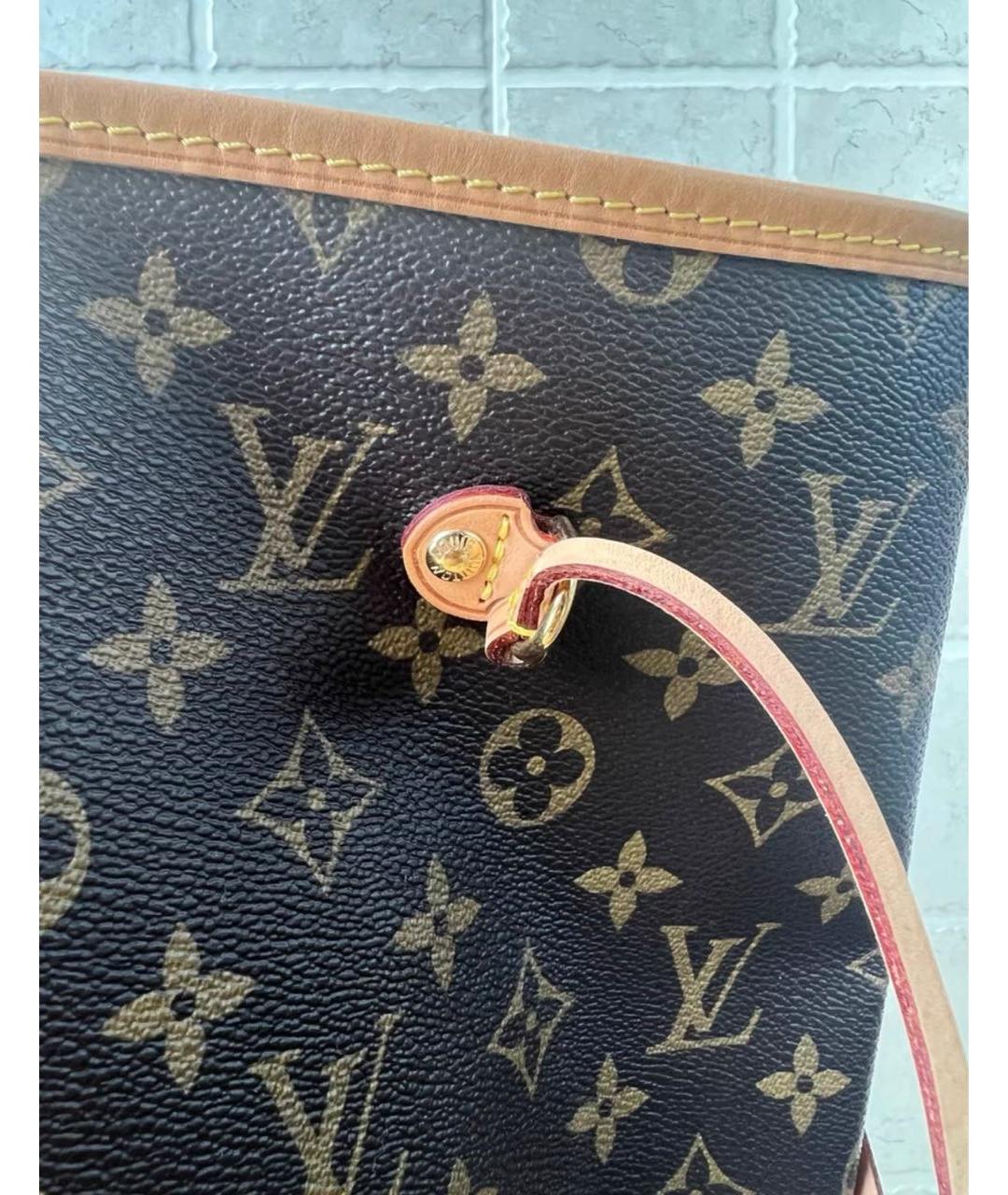 LOUIS VUITTON Коричневая кожаная сумка с короткими ручками, фото 4