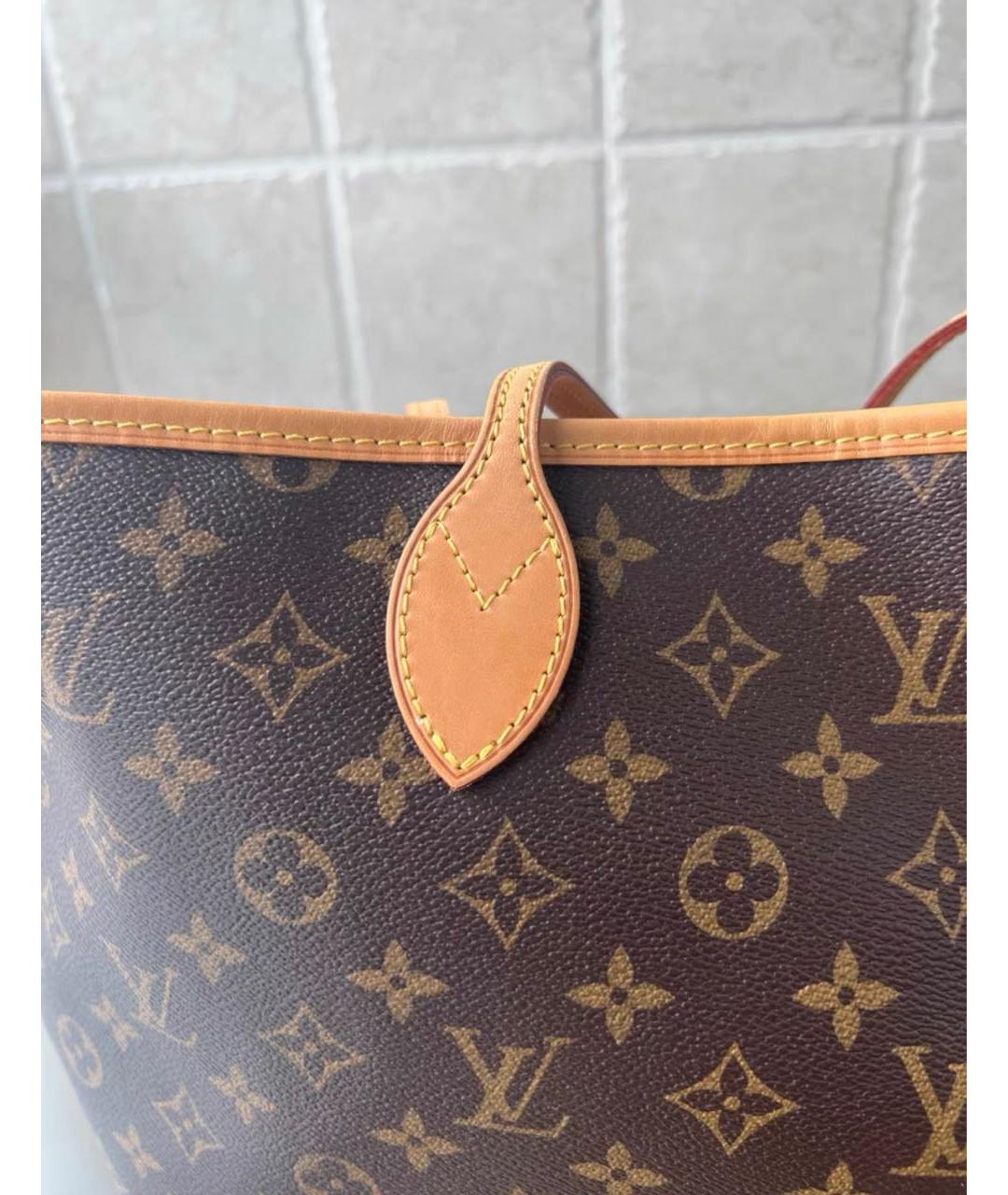 LOUIS VUITTON Коричневая кожаная сумка с короткими ручками, фото 2