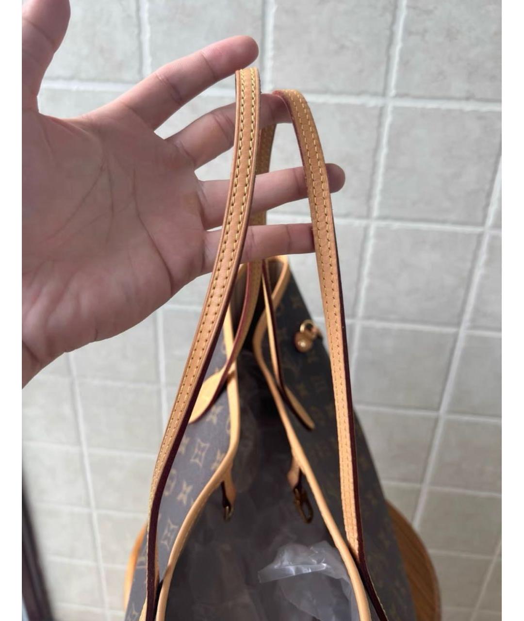 LOUIS VUITTON Коричневая кожаная сумка с короткими ручками, фото 6