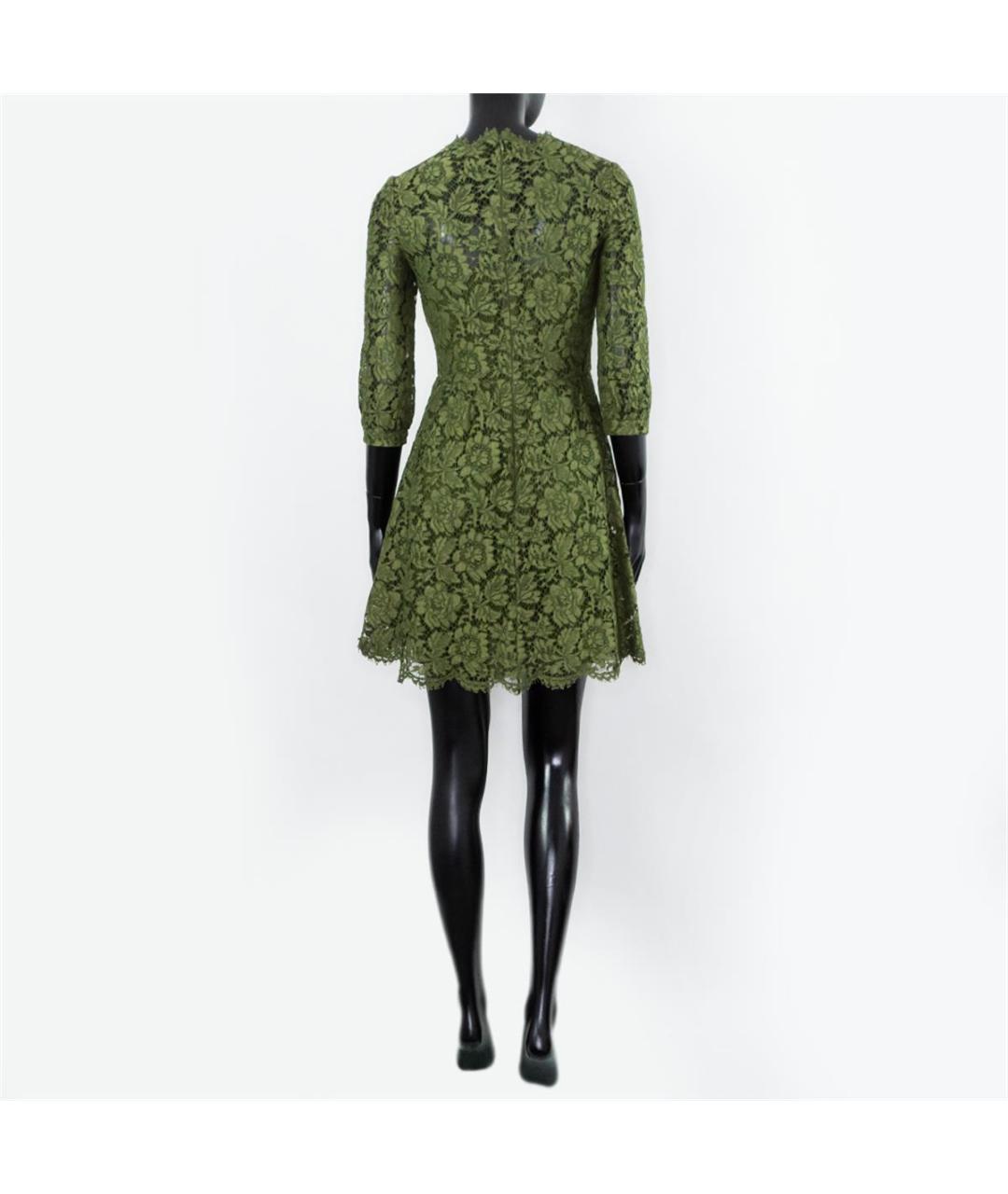 VALENTINO Зеленые кружевное повседневное платье, фото 3