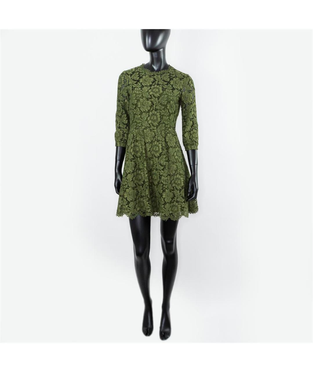 VALENTINO Зеленые кружевное повседневное платье, фото 4