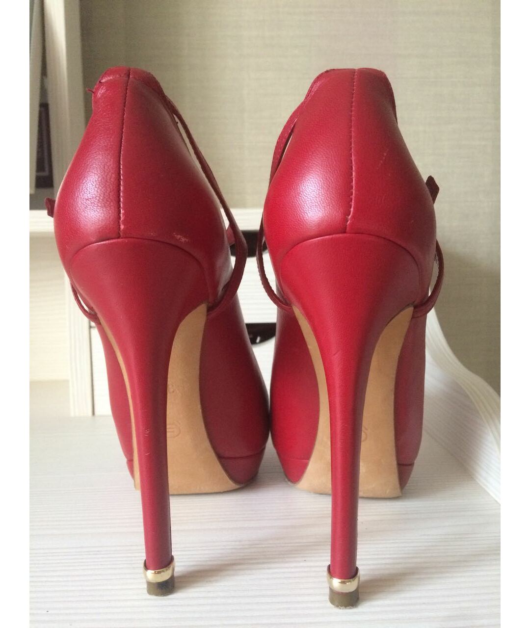 ELIE SAAB Красные кожаные туфли, фото 4