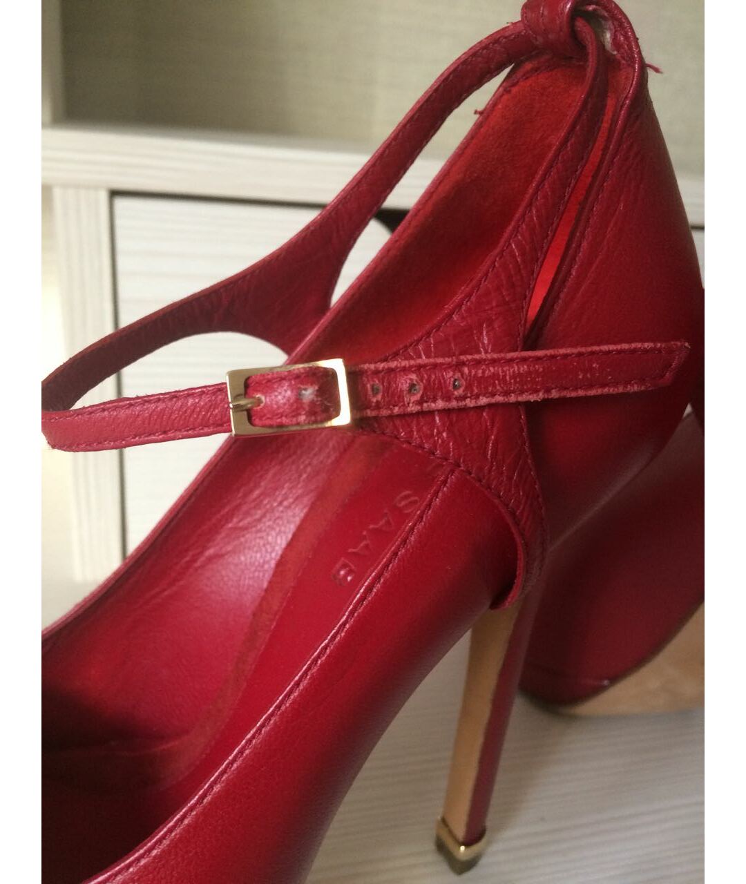 ELIE SAAB Красные кожаные туфли, фото 6