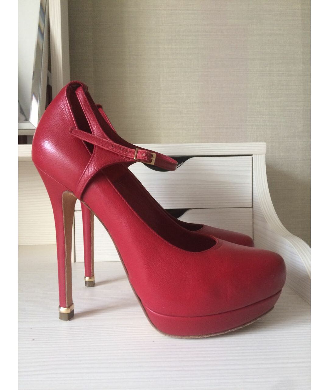 ELIE SAAB Красные кожаные туфли, фото 8