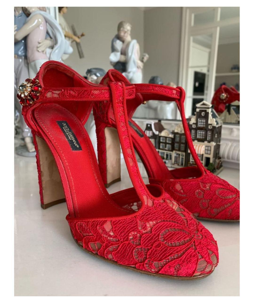 DOLCE&GABBANA Красные кожаные туфли, фото 5