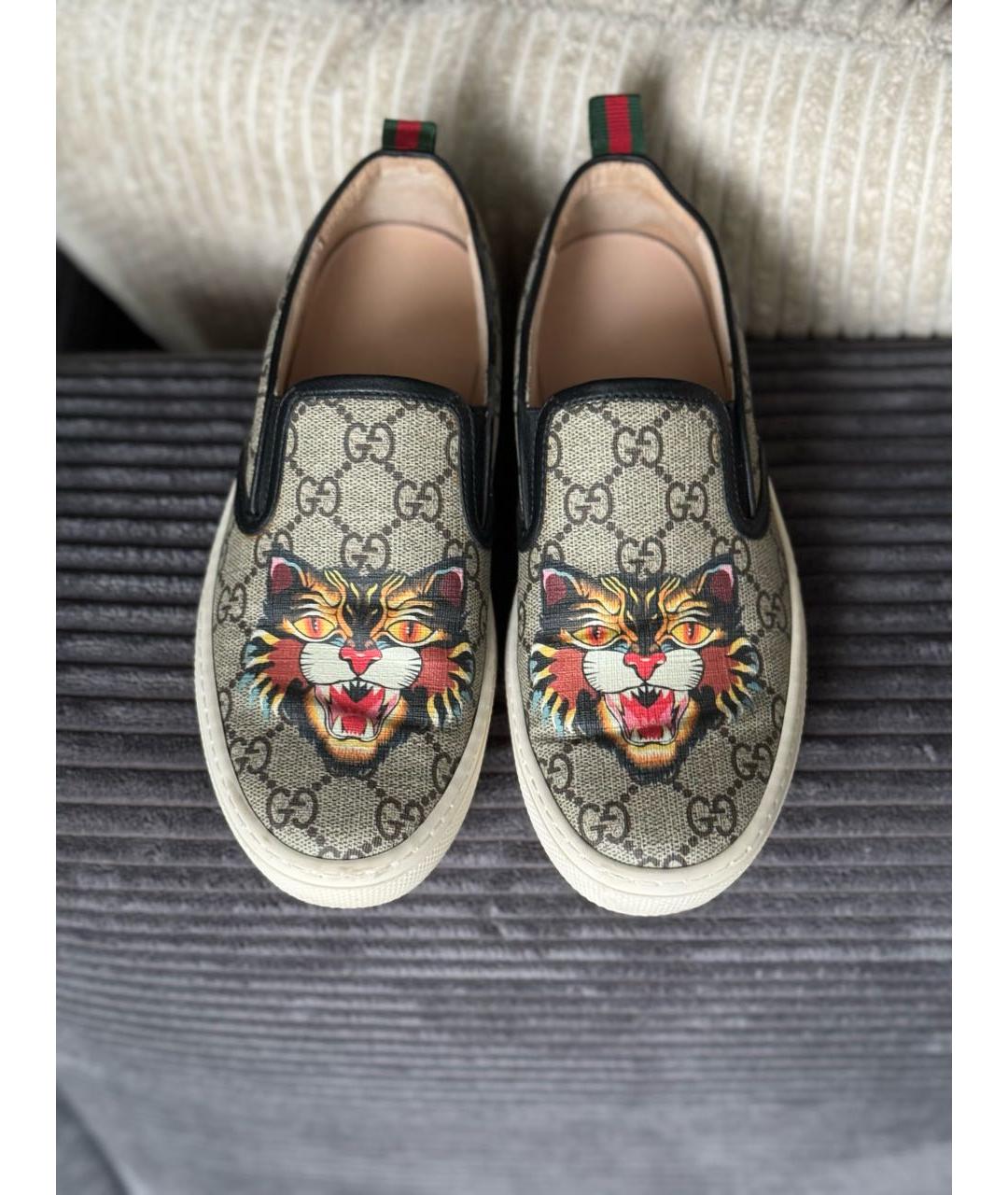 GUCCI Бежевые кожаные слипоны, фото 2