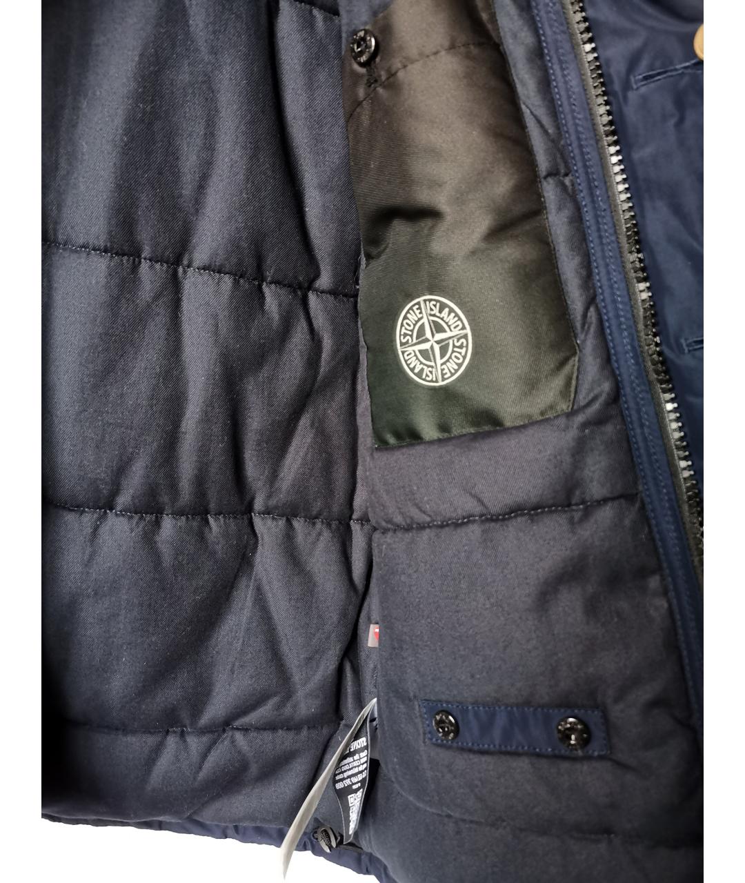 STONE ISLAND Темно-синяя полиэстеровая куртка, фото 6