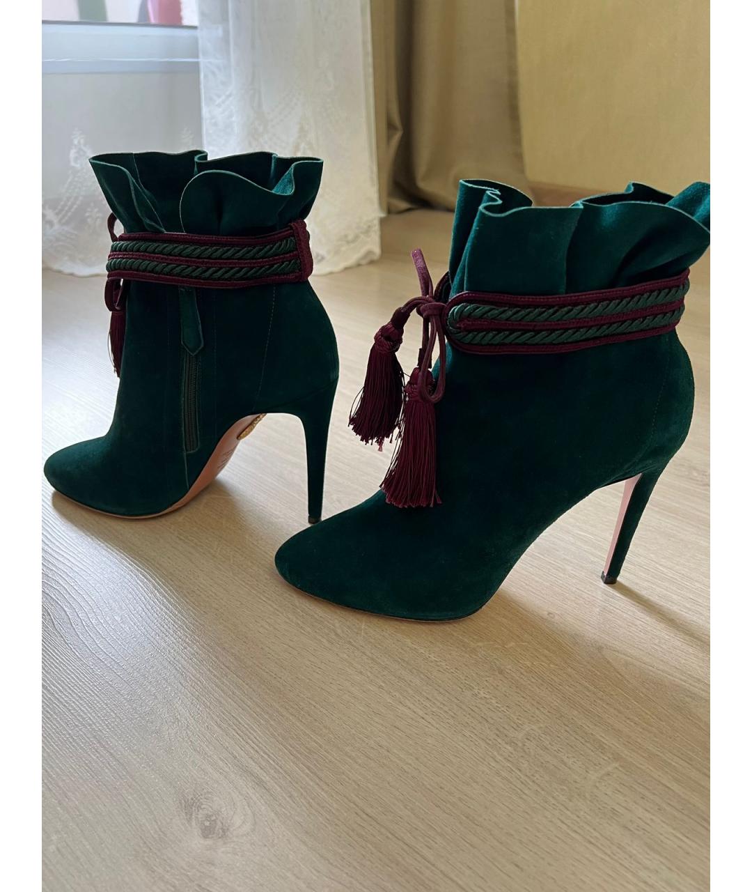 AQUAZZURA Бирюзовые замшевые ботильоны, фото 2