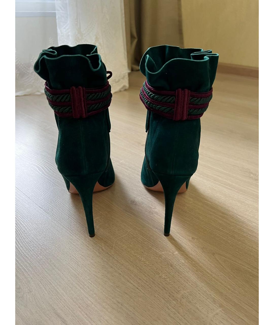 AQUAZZURA Бирюзовые замшевые ботильоны, фото 4