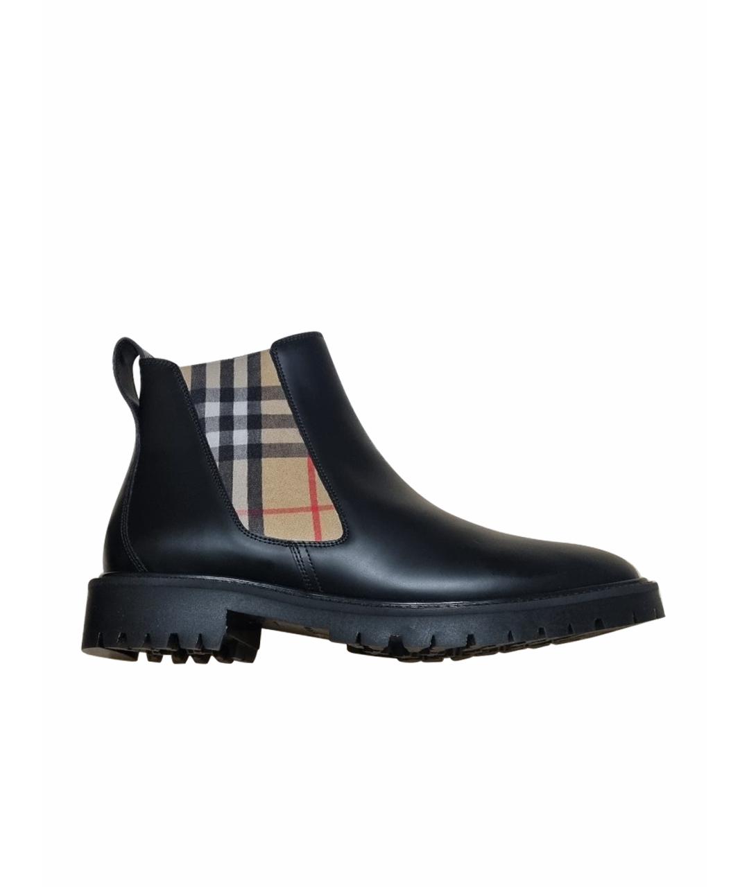 BURBERRY Черные кожаные полусапоги, фото 1