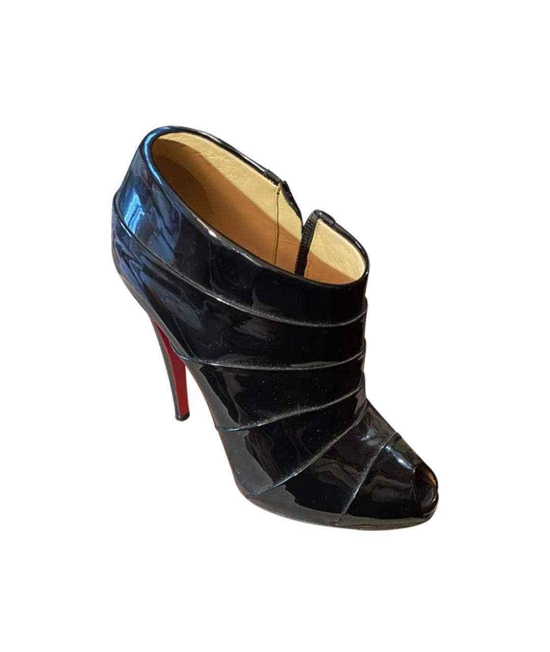 CHRISTIAN LOUBOUTIN Черные ботильоны из лакированной кожи, фото 1