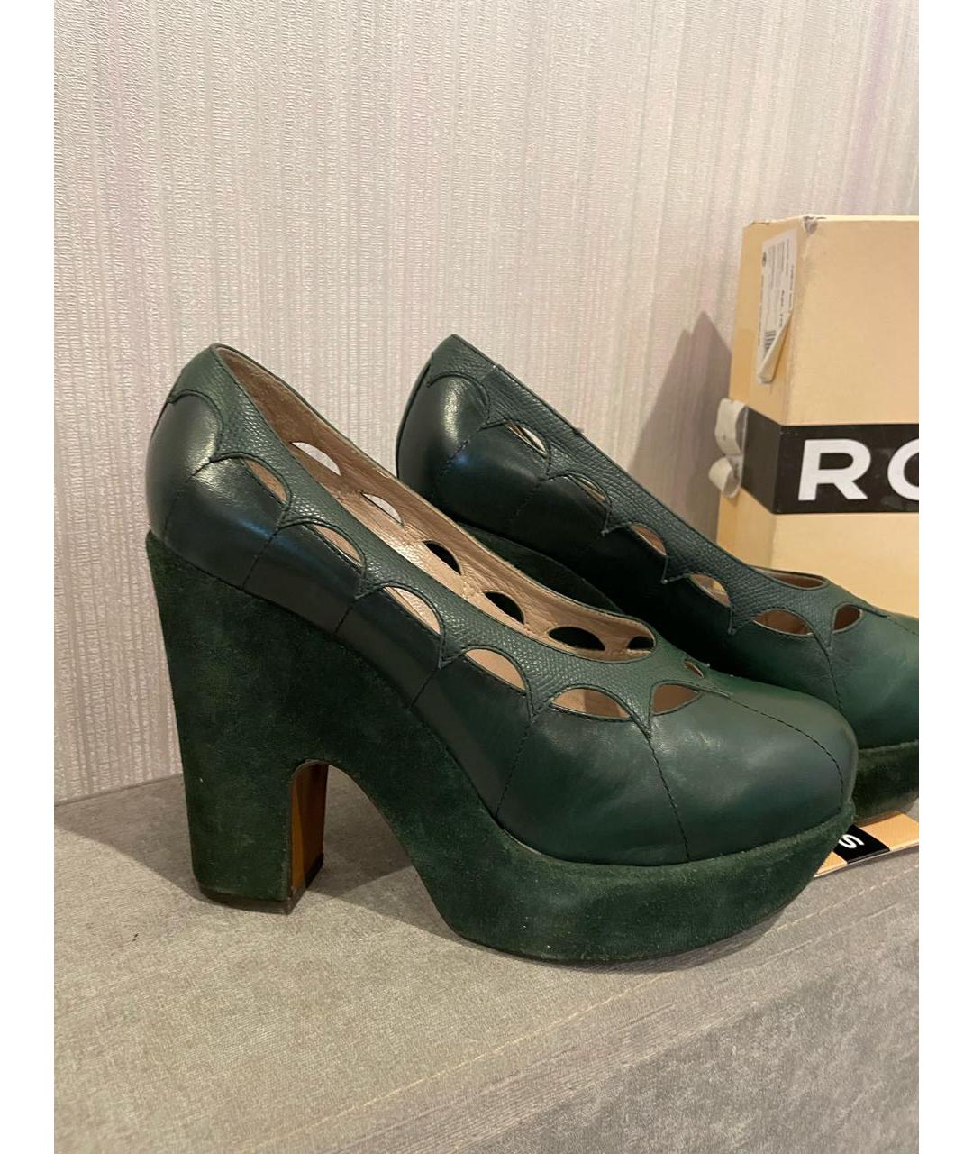 ROCHAS Зеленые кожаные туфли, фото 8