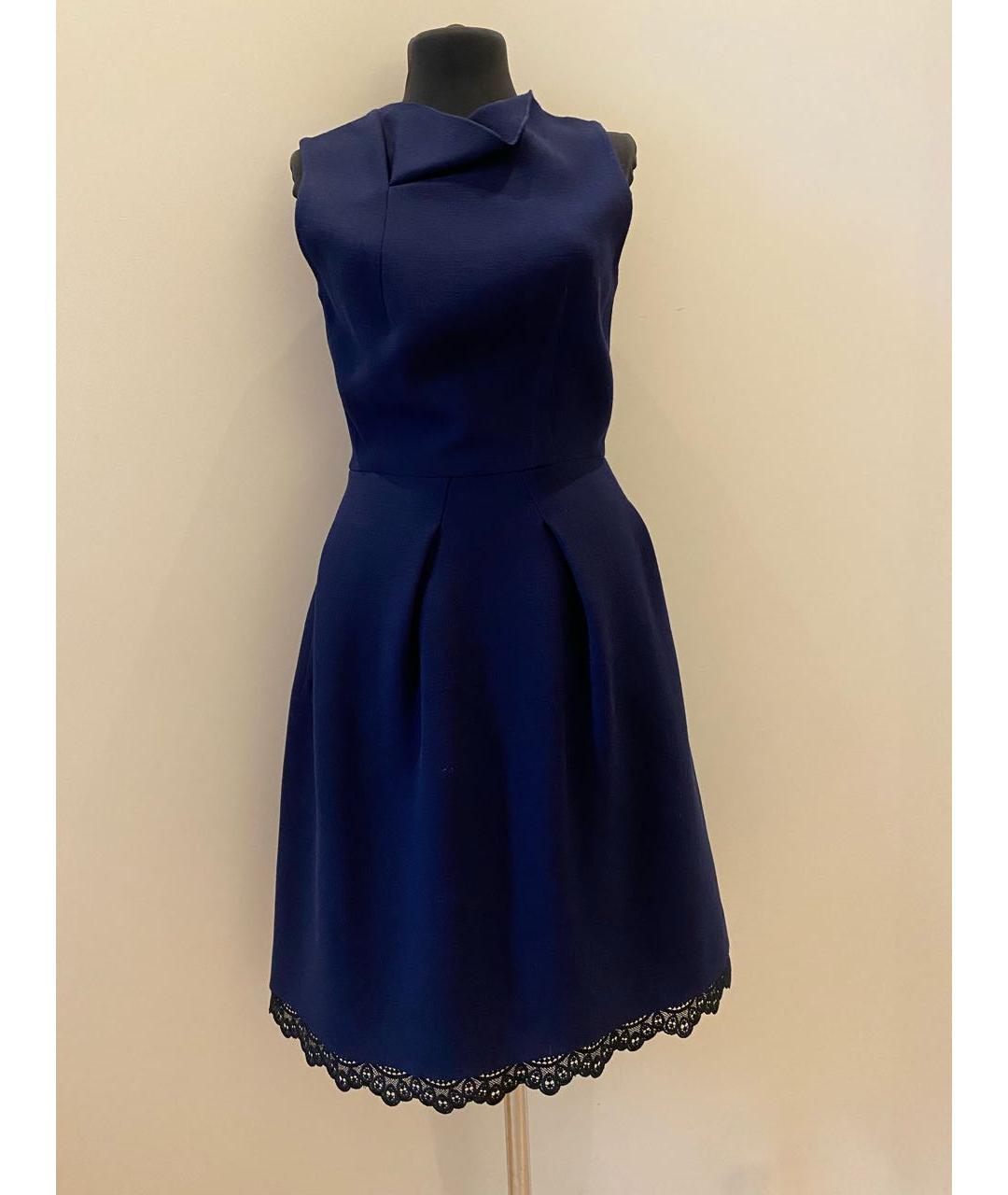 ROLAND MOURET Темно-синее шерстяное повседневное платье, фото 9