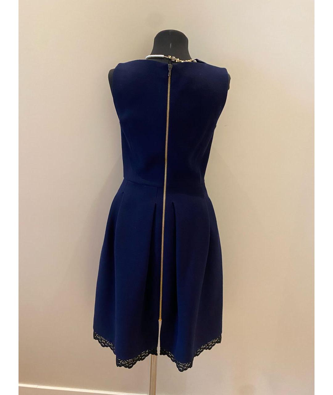 ROLAND MOURET Темно-синее шерстяное повседневное платье, фото 4