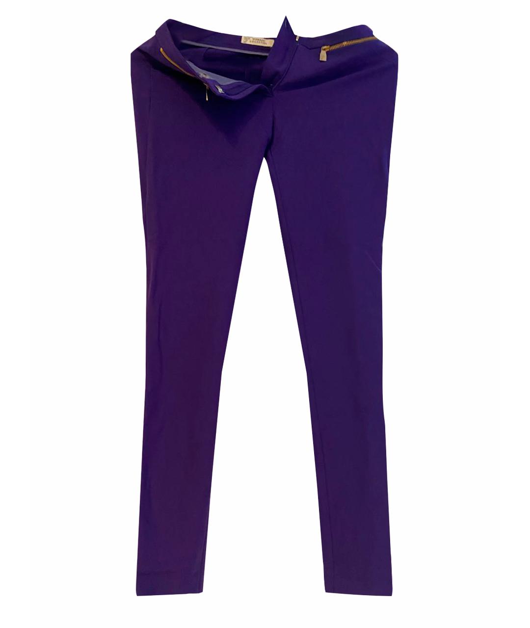 VERSACE COLLECTION Фиолетовые полиэстеровые брюки узкие, фото 1