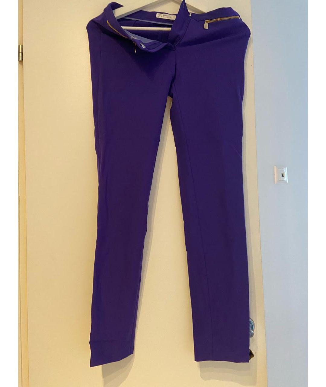 VERSACE COLLECTION Фиолетовые полиэстеровые брюки узкие, фото 5