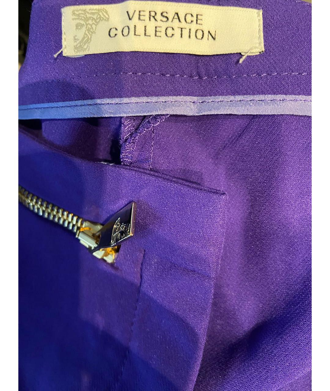 VERSACE COLLECTION Фиолетовые полиэстеровые брюки узкие, фото 3