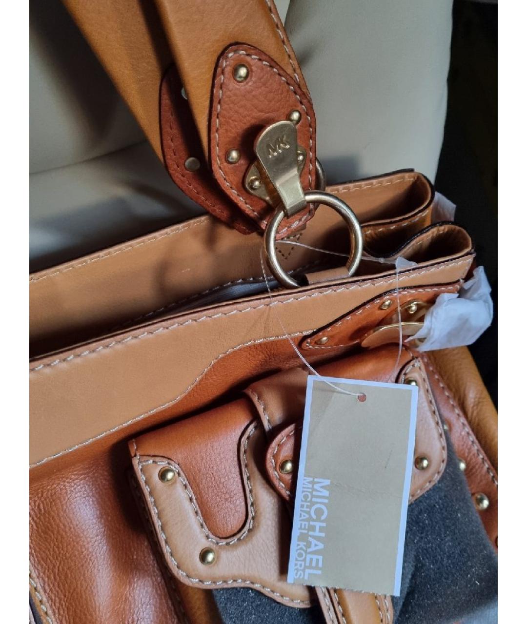 MICHAEL MICHAEL KORS Коричневая кожаная сумка с короткими ручками, фото 6