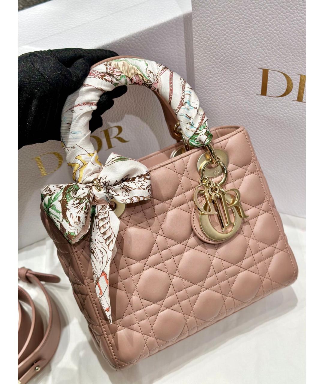 CHRISTIAN DIOR Розовая кожаная сумка через плечо, фото 3