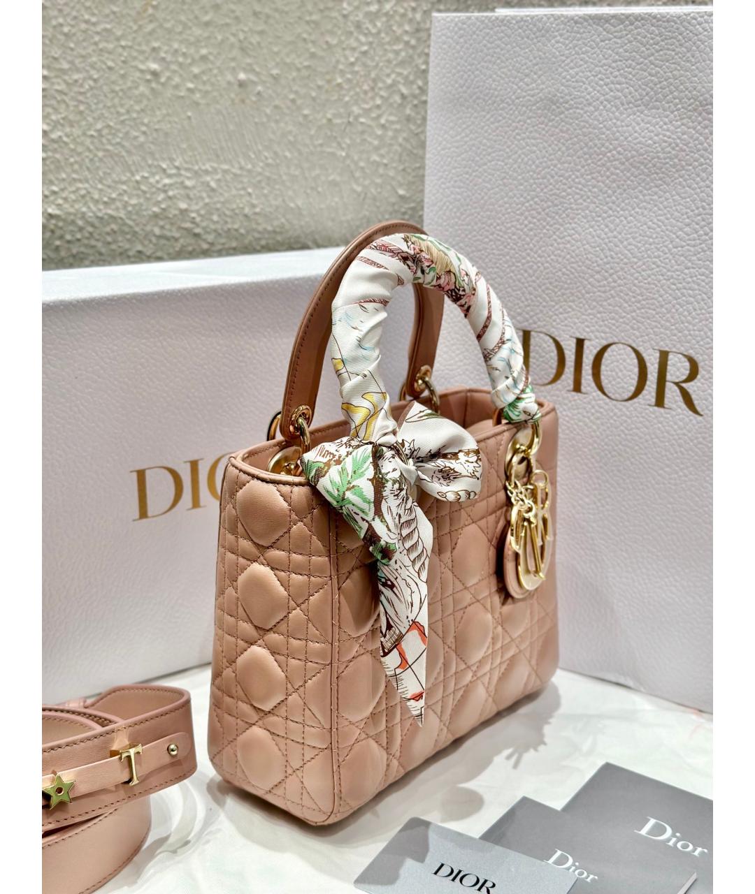 CHRISTIAN DIOR Розовая кожаная сумка через плечо, фото 4