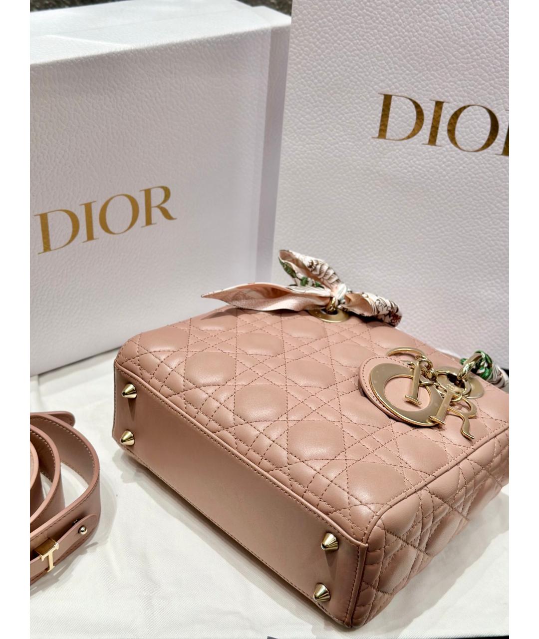 CHRISTIAN DIOR Розовая кожаная сумка через плечо, фото 5