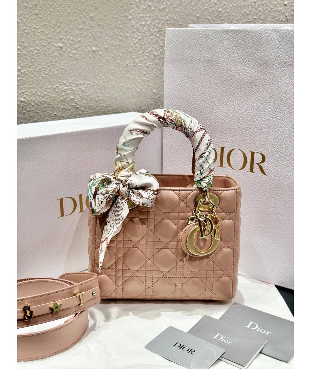 CHRISTIAN DIOR Розовая кожаная сумка через плечо, фото 9