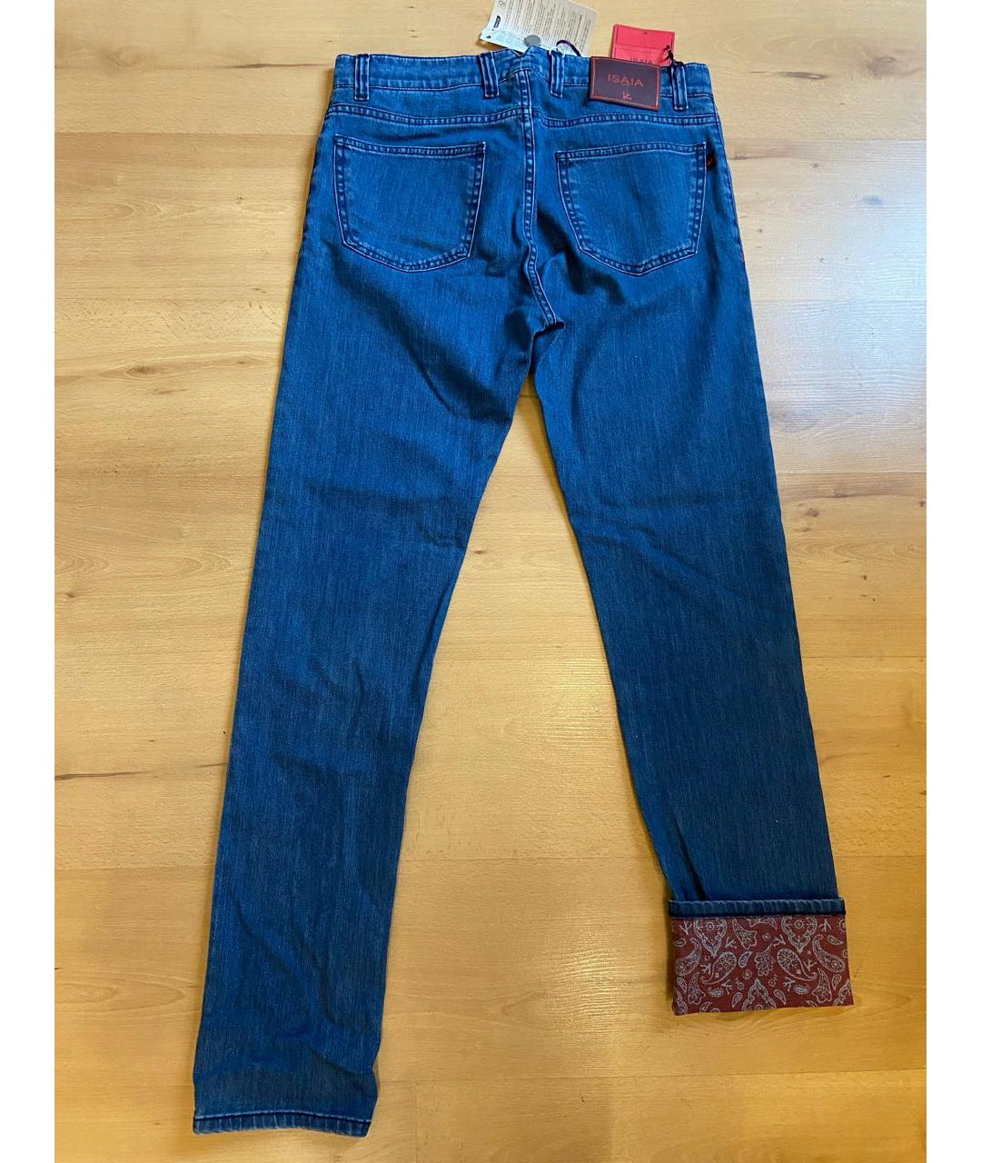 ISAIA Синие хлопко-эластановые прямые джинсы, фото 2