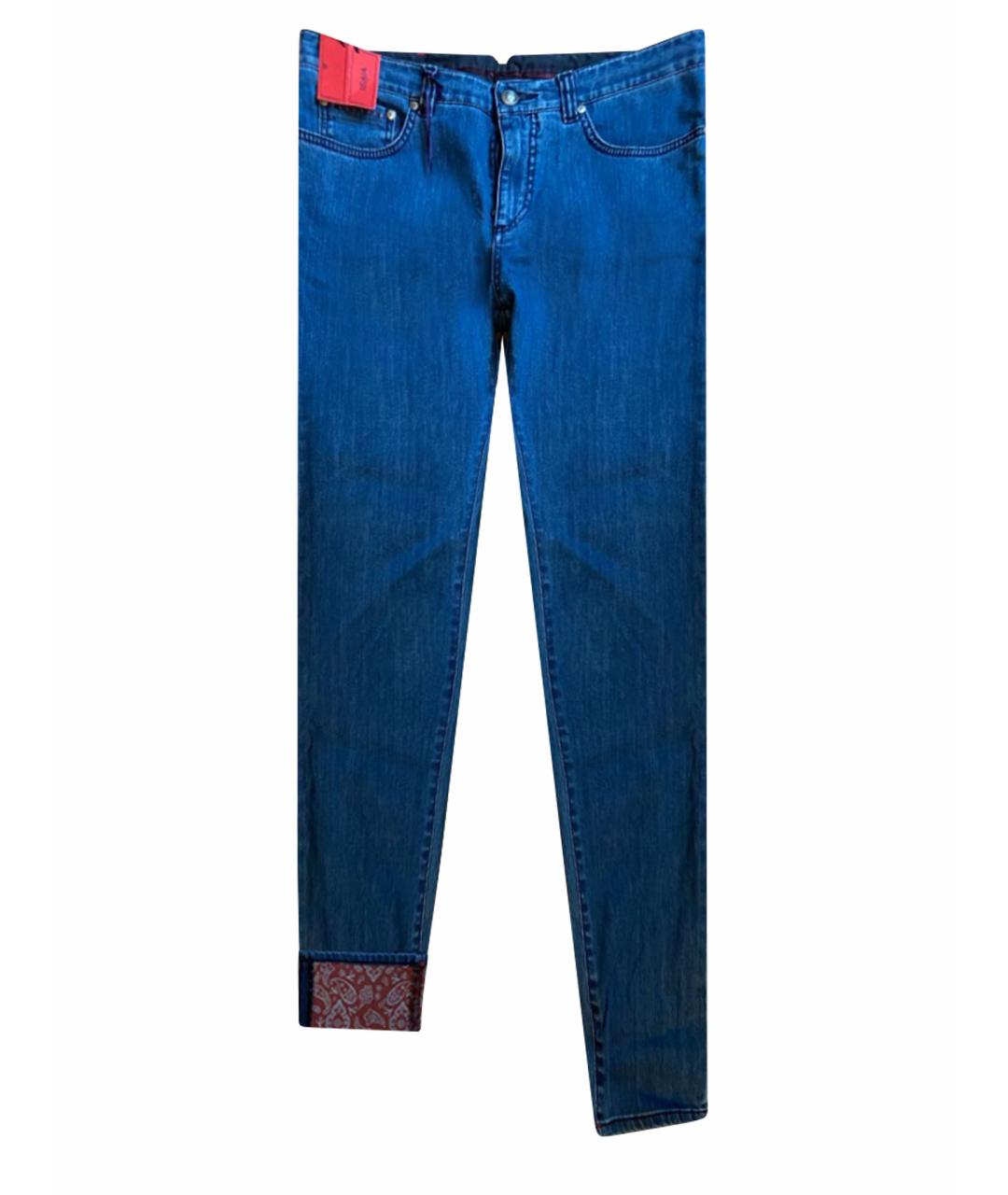 ISAIA Синие хлопко-эластановые прямые джинсы, фото 1