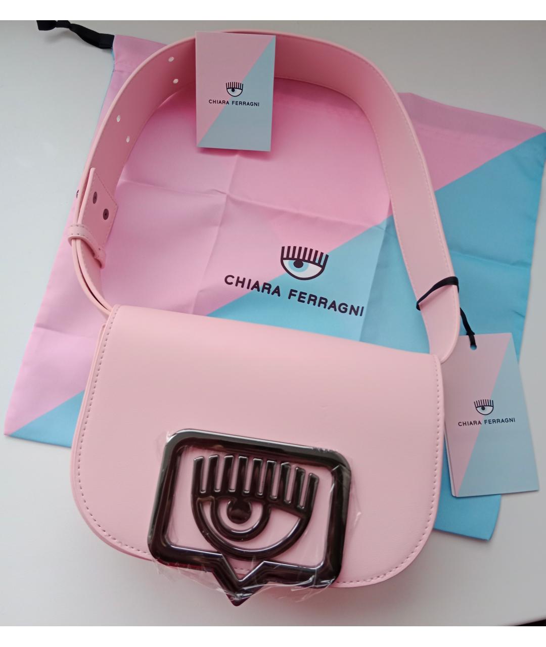CHIARA FERRAGNI Розовая сумка с короткими ручками из искусственной кожи, фото 3