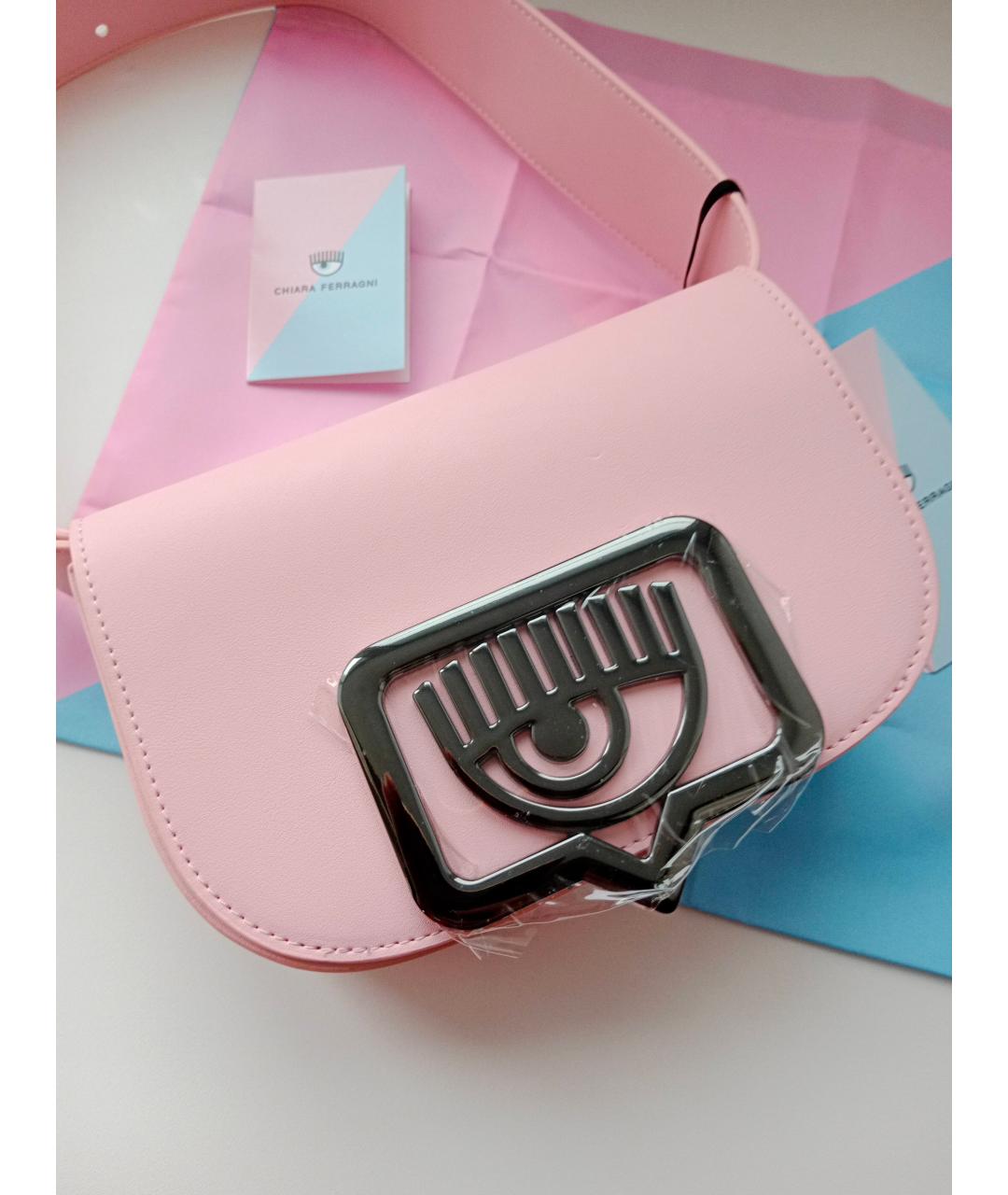 CHIARA FERRAGNI Розовая сумка с короткими ручками из искусственной кожи, фото 9