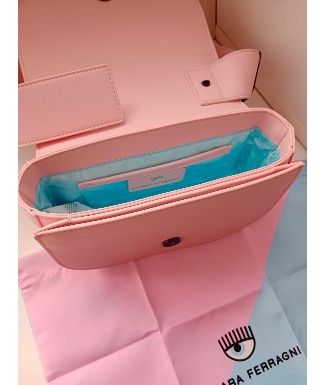 CHIARA FERRAGNI Розовая сумка с короткими ручками из искусственной кожи, фото 7