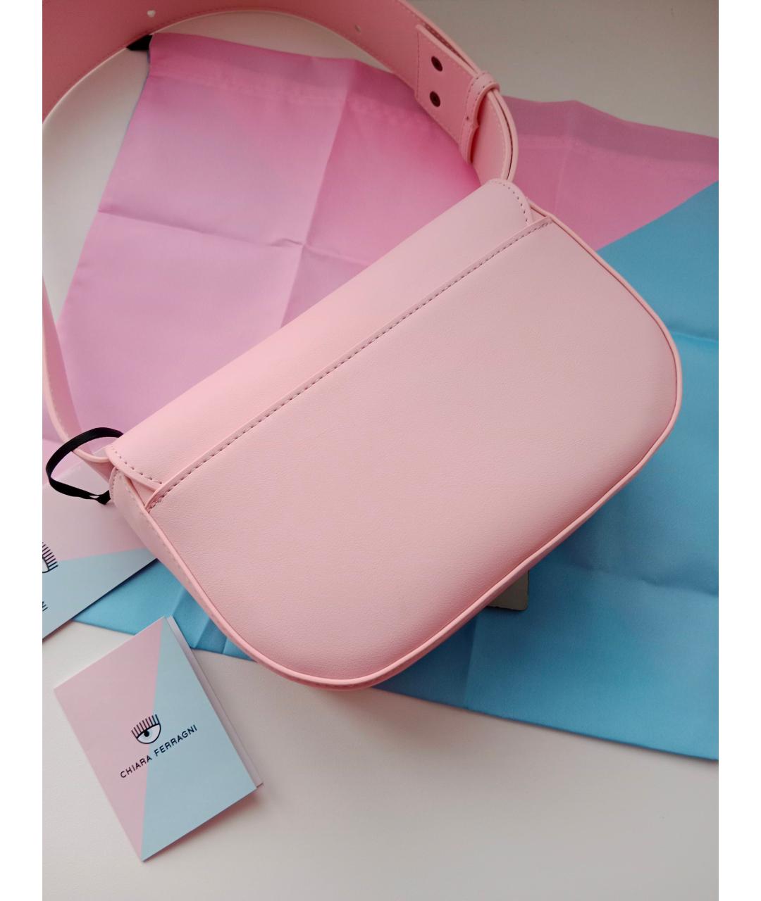 CHIARA FERRAGNI Розовая сумка с короткими ручками из искусственной кожи, фото 5
