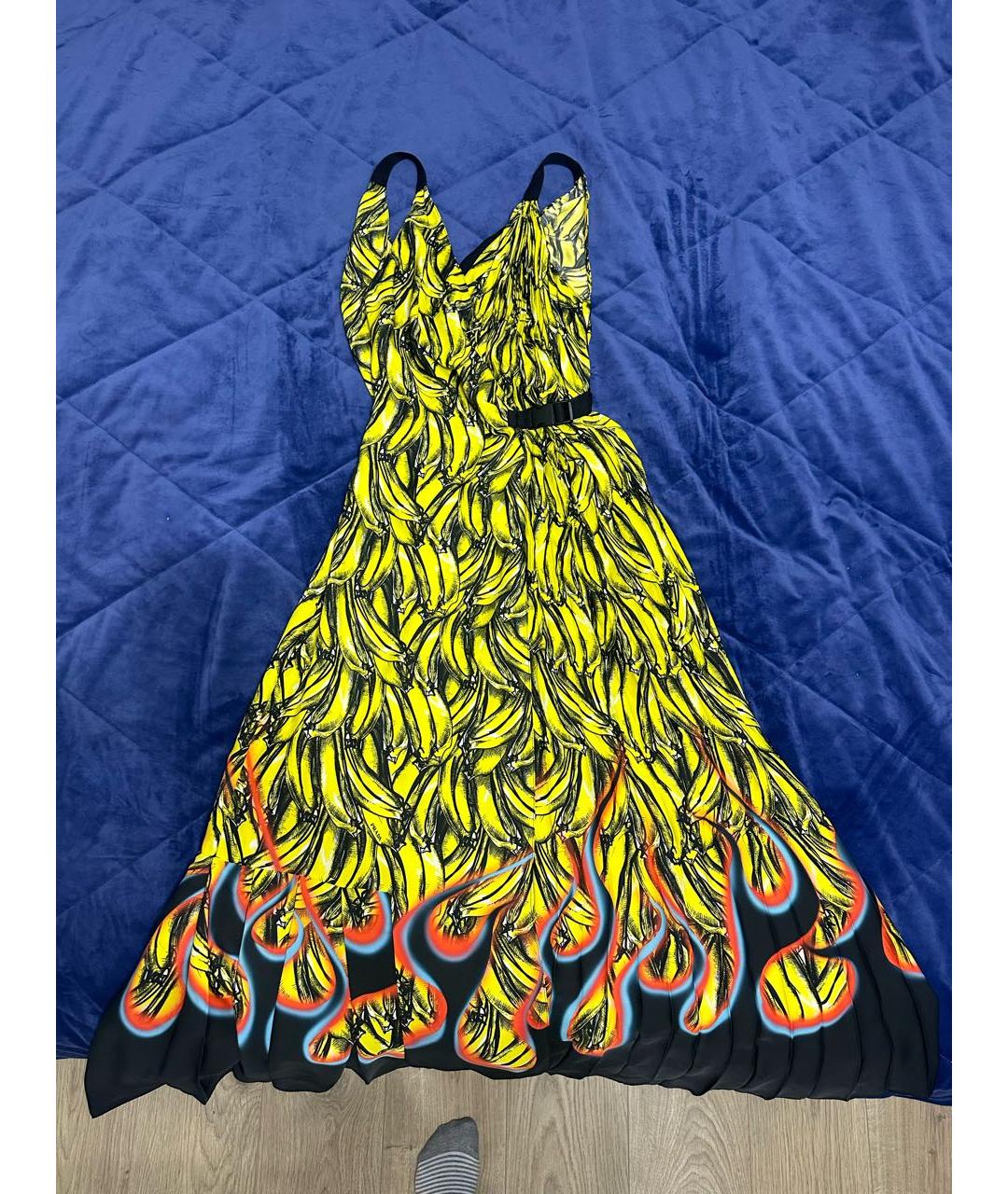 PRADA Желтое вискозное коктейльное платье, фото 2