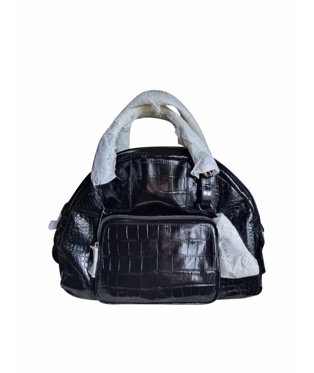 FURLA Черная кожаная сумка тоут, фото 1