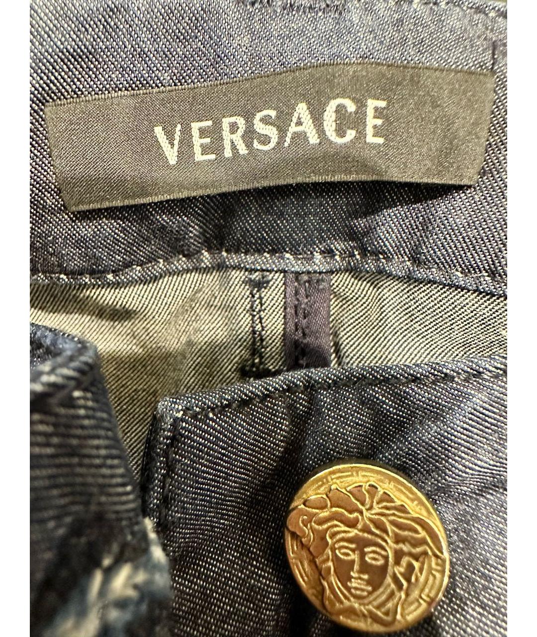 VERSACE Синие хлопковые джинсы слим, фото 3