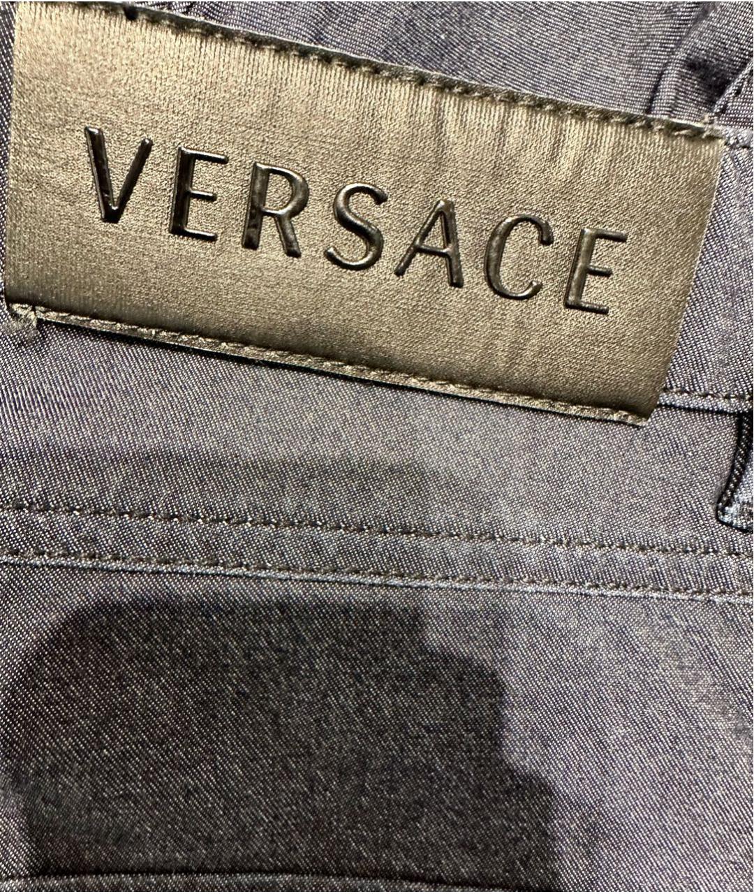 VERSACE Синие хлопковые джинсы слим, фото 4