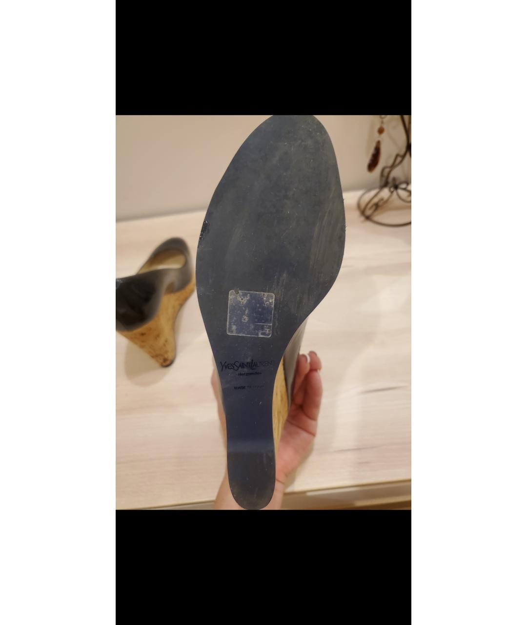SAINT LAURENT Темно-синие туфли из лакированной кожи, фото 4