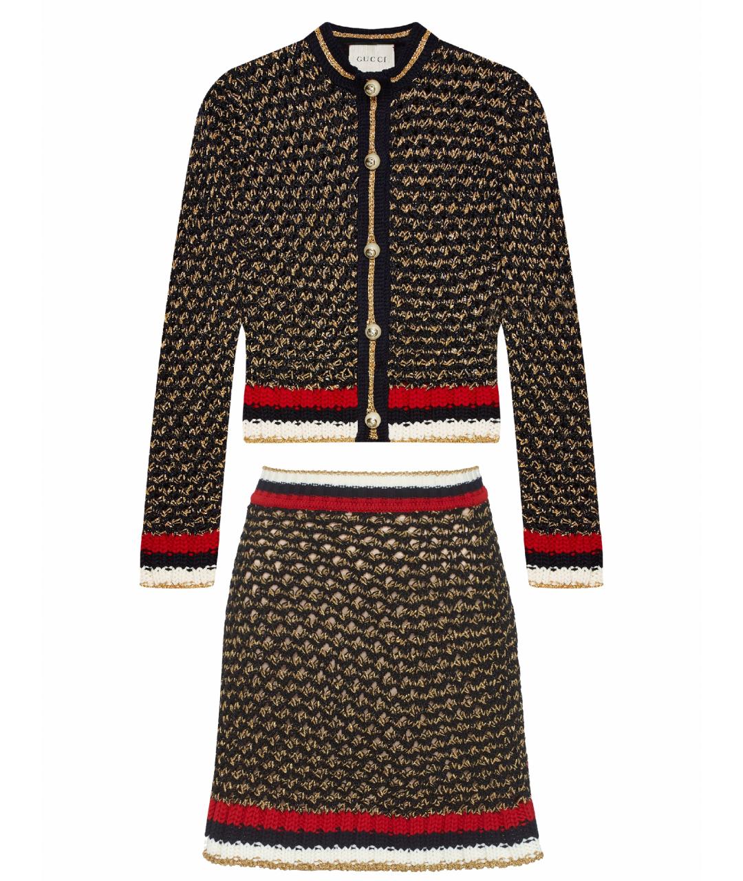 GUCCI Золотой шерстяной костюм с юбками, фото 1