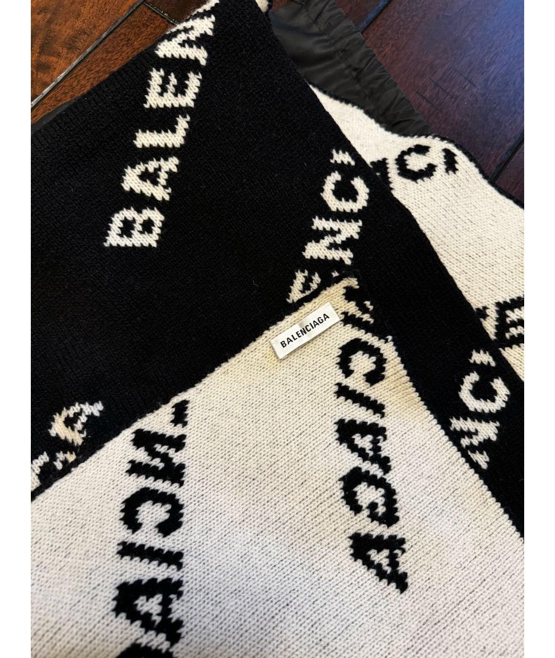 BALENCIAGA Черный шерстяной шарф, фото 5