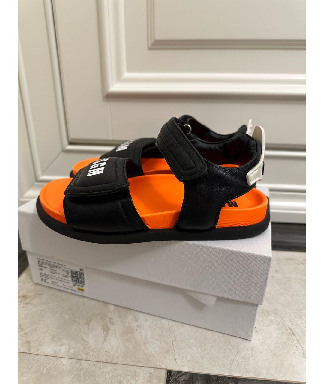 MSGM Оранжевое кожаные сандалии и шлепанцы, фото 7
