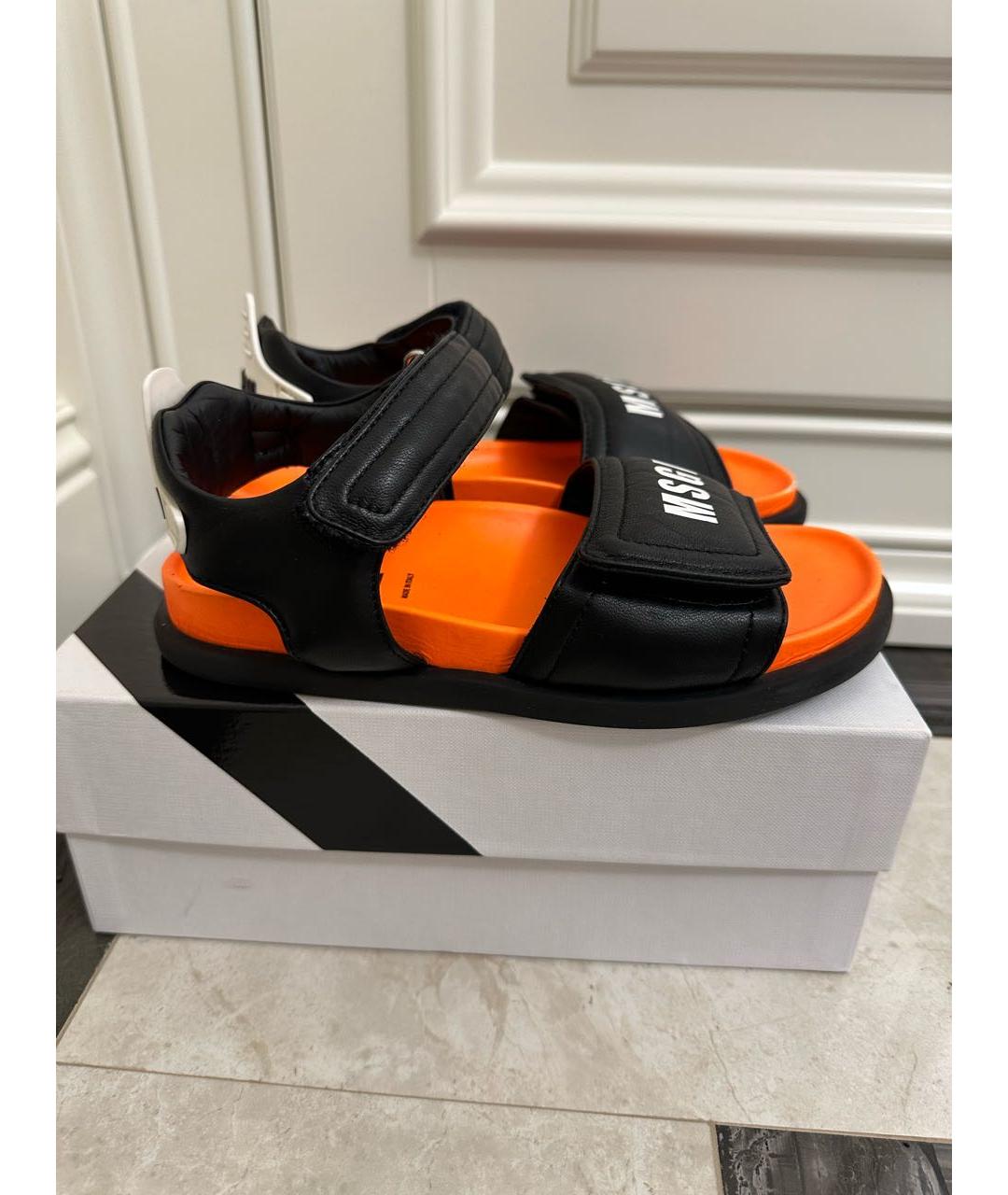 MSGM Оранжевое кожаные сандалии и шлепанцы, фото 8