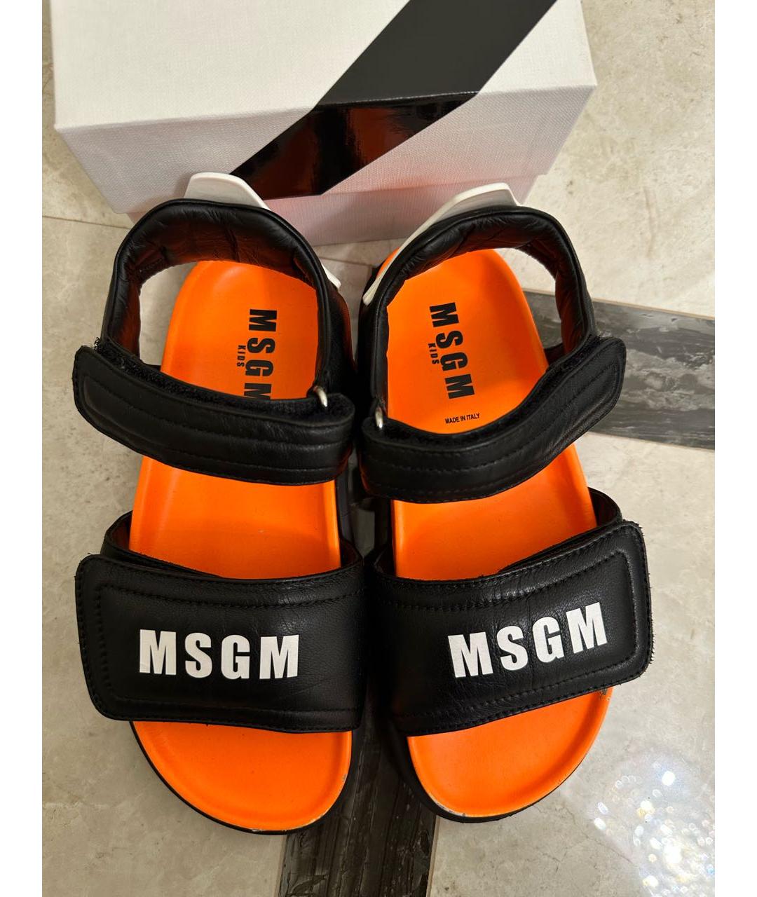 MSGM Оранжевое кожаные сандалии и шлепанцы, фото 4