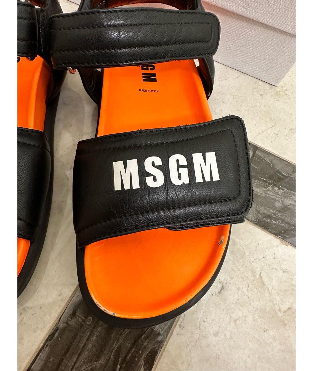 MSGM Оранжевое кожаные сандалии и шлепанцы, фото 6