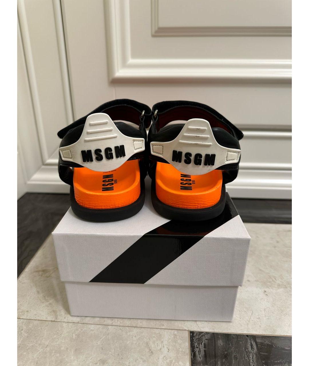 MSGM Оранжевое кожаные сандалии и шлепанцы, фото 3