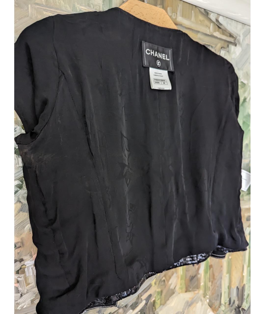 CHANEL PRE-OWNED Черный шелковый жакет/пиджак, фото 4