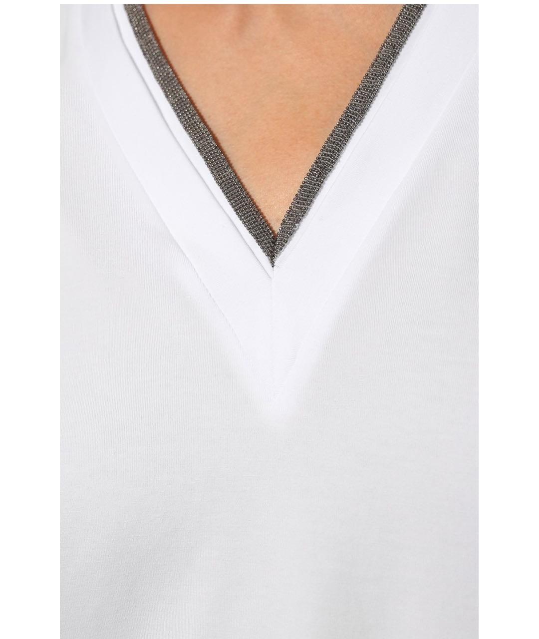 BRUNELLO CUCINELLI Белая хлопковая футболка, фото 4