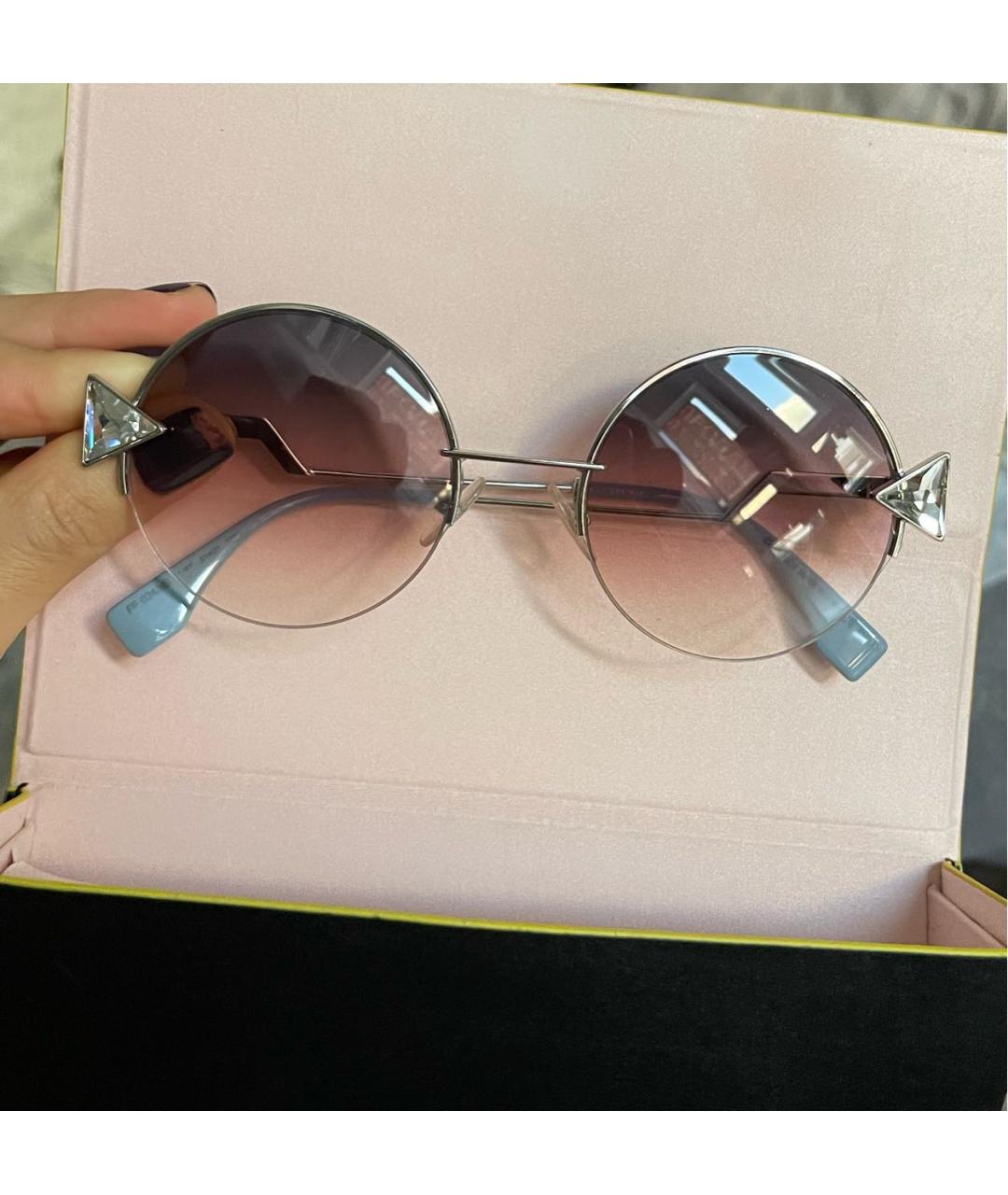 FENDI Розовые металлические солнцезащитные очки, фото 8