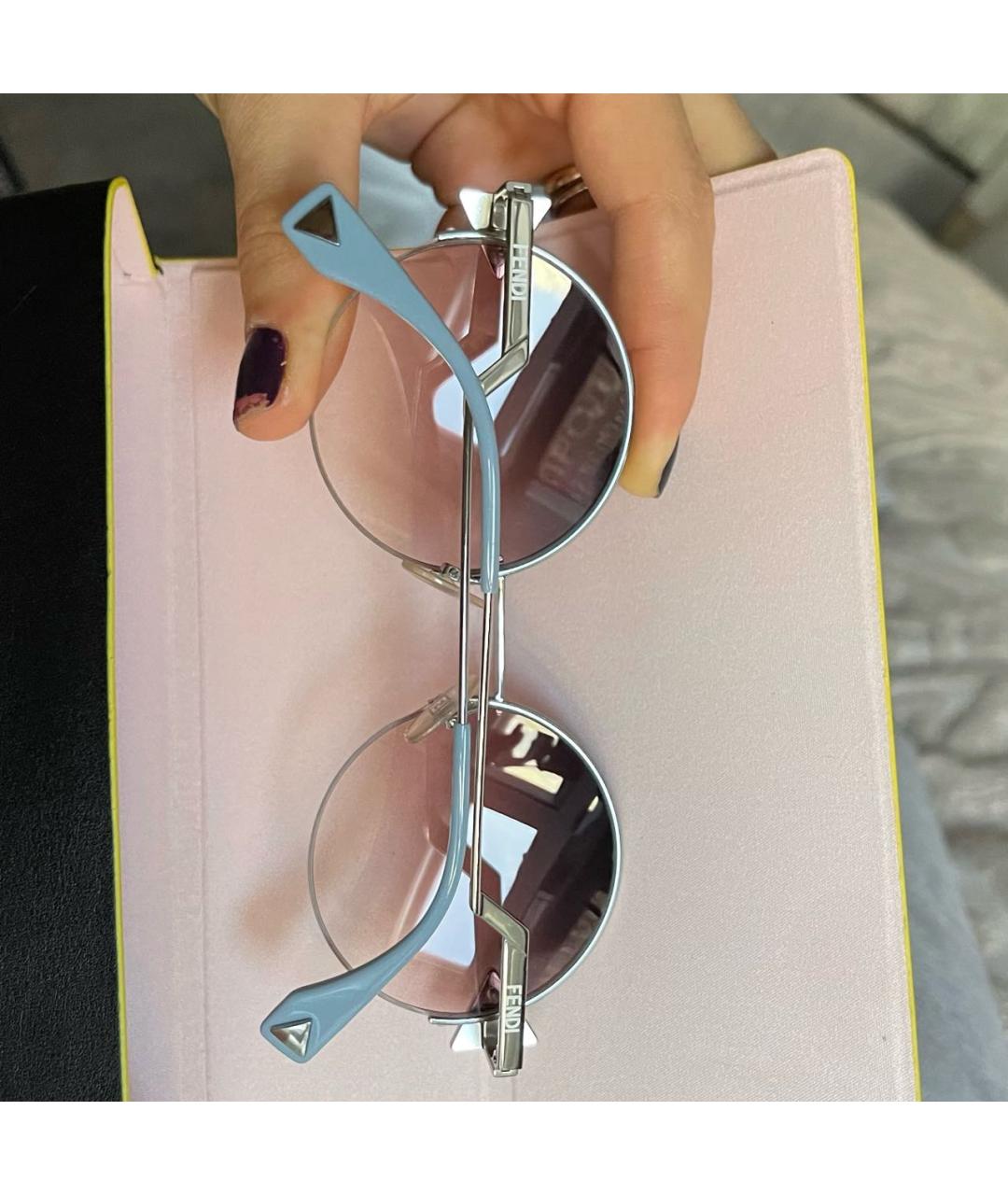 FENDI Розовые металлические солнцезащитные очки, фото 6